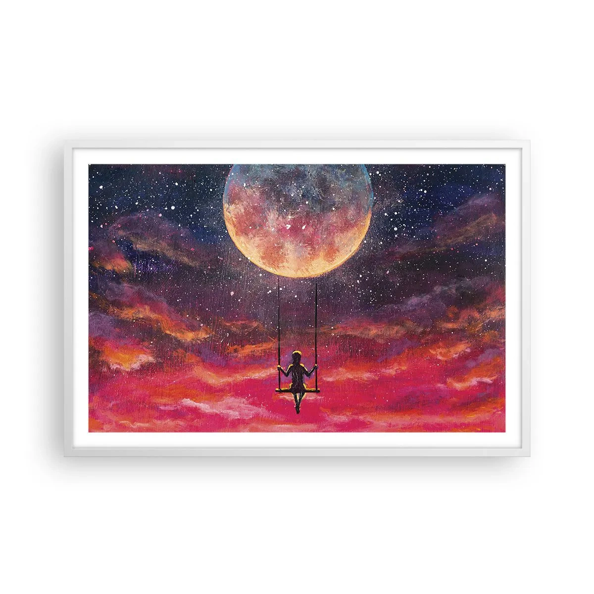 Plakat i hvid ramme - Glæd dig i skyerne - 91x61 cm