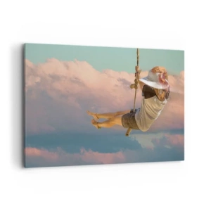 Lærredstryk - Billede på lærred - Sjov i skyerne - 100x70 cm