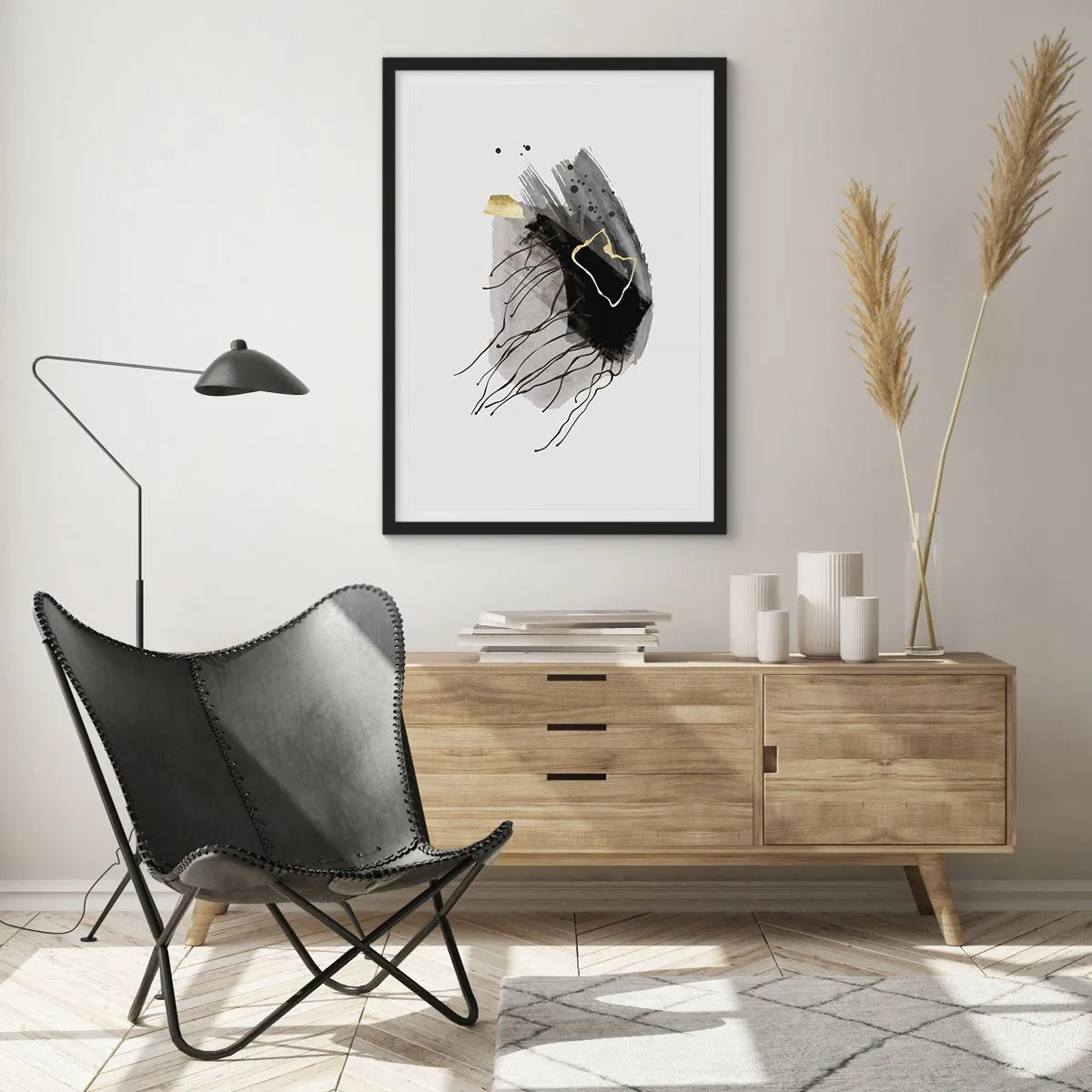 Plakat i sort ramme - I sort og guld - 40x50 cm