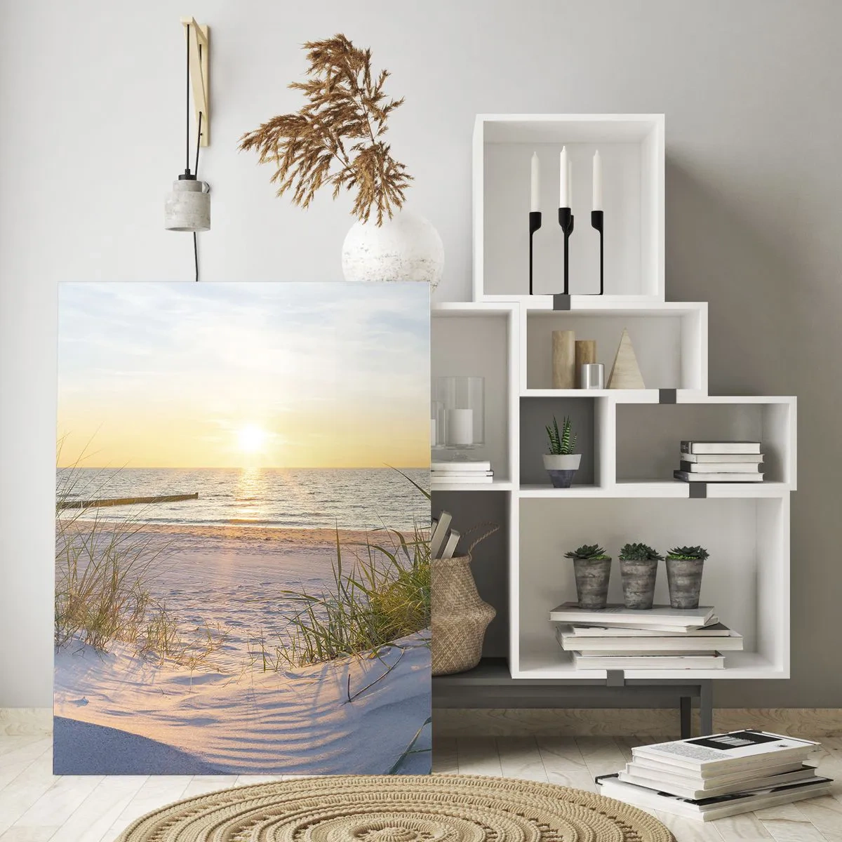 Billede på glas - Havet brummer, fuglene synger, en vild strand midt i græsset.... - 50x70 cm