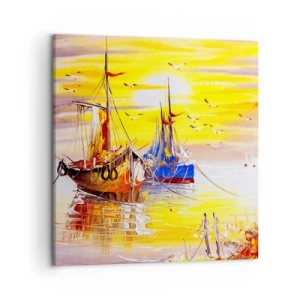 Lærredstryk - Billede på lærred - Et velfortjent hvil i havnen - 50x50 cm