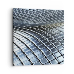 Lærredstryk - Billede på lærred - Bølge i metallisk sølv - 30x30 cm