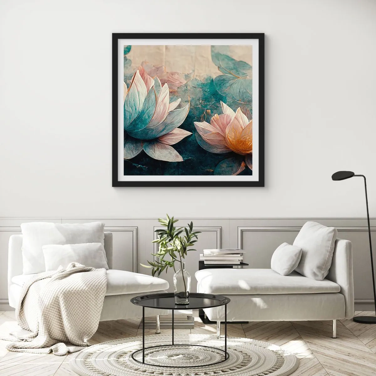 Plakat i sort ramme - Søens stjerner - 30x30 cm