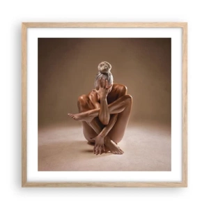 Plakat i ramme af lyst egetræ - Enhed mellem krop og ånd - 50x50 cm