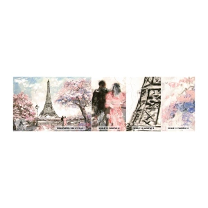 Prøve Fototapet Selvklæbende Deluxe Sticker - April gåtur rundt i Paris - By, Eiffeltårnet, Park Alley - 100x30 cm