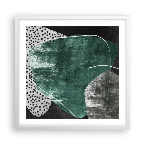 Plakat i hvid ramme - Farverig abstraktion med en guldflager - 50x50 cm