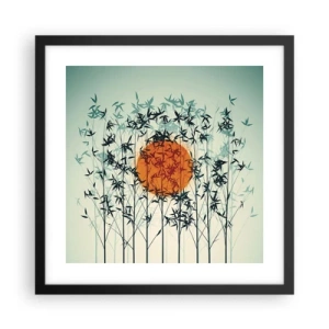 Plakat i sort ramme - Japansk sol - 40x40 cm