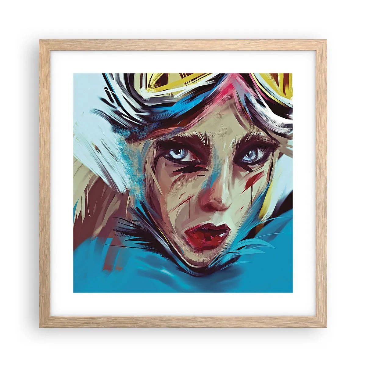 Plakat i ramme af lyst egetræ - Vejkriger - 40x40 cm