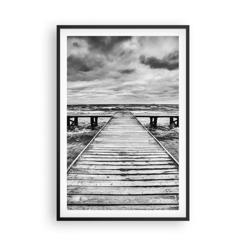 Plakat i sort ramme - Jeg venter på, at vinden blæser væk... - 61x91 cm