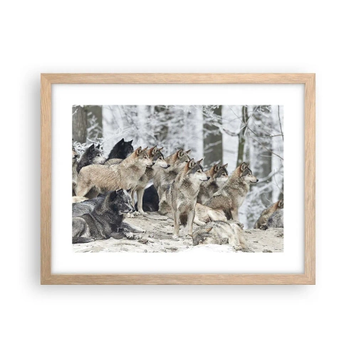 Plakat i ramme af lyst egetræ - Familie og venner - 40x30 cm