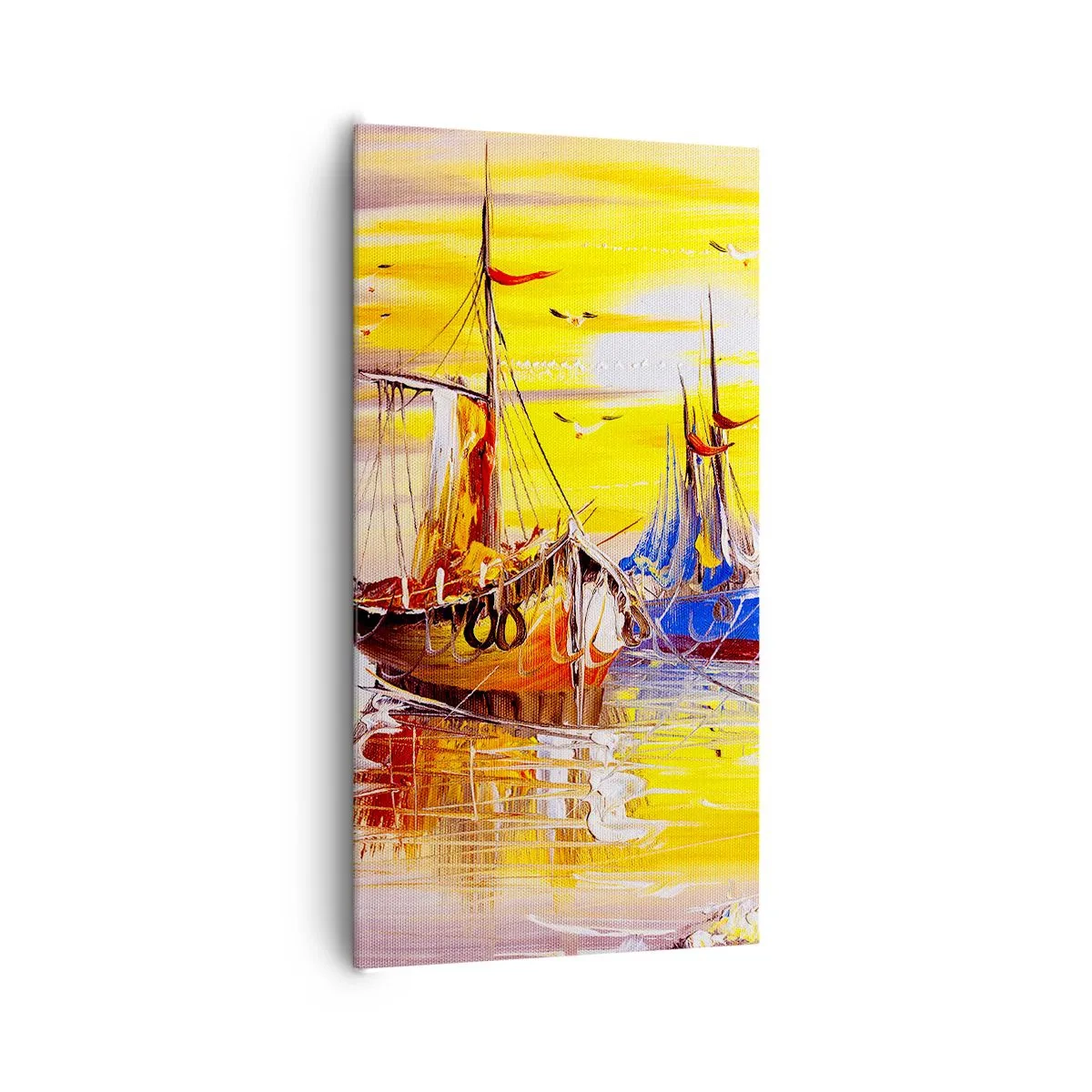 Lærredstryk - Billede på lærred - Et velfortjent hvil i havnen - 65x120 cm