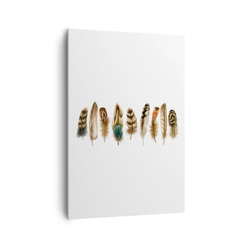 Lærredstryk - Billede på lærred - Variation med fjer - 70x100 cm