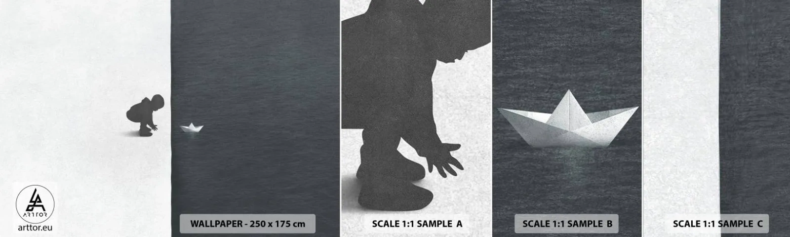 Fototapet Prøve Standard Eco - Stor ekspedition - Barn, Sort og hvid, Vand - 100x30 cm