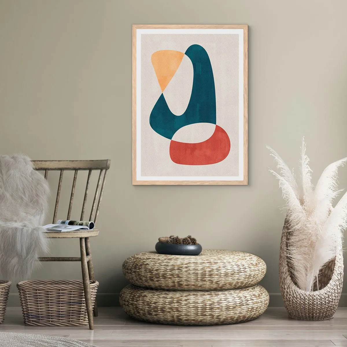 Plakat i ramme af lyst egetræ - Påvirkninger og metamorfoser - 50x70 cm