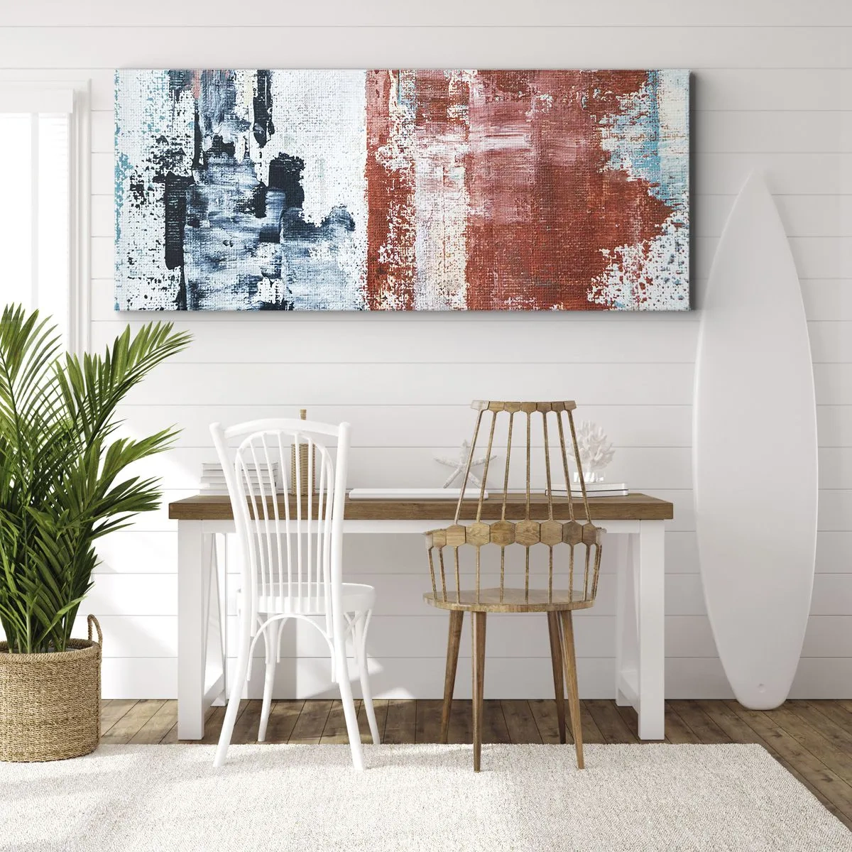Lærredstryk - Billede på lærred - Abstrakt halvt og halvt - 160x50 cm