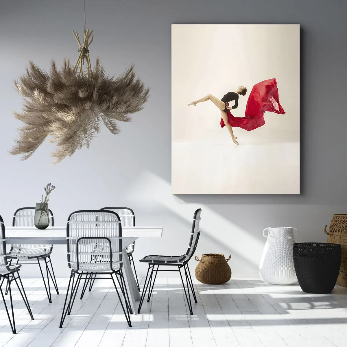 Lærredstryk - Billede på lærred - Rød og sort - 50x70 cm