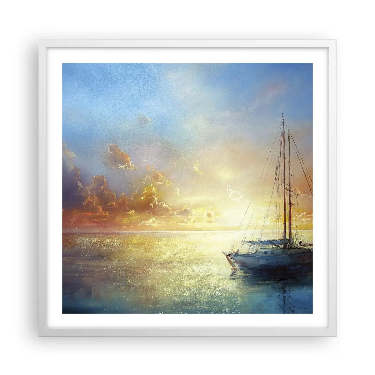 Plakat i hvid ramme - I en gylden bugt - 60x60 cm