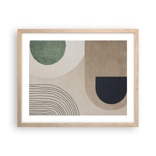 Plakat i ramme af lyst egetræ - Blidheden i en oval - 50x40 cm