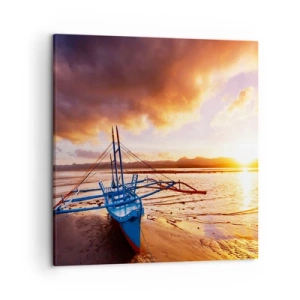Lærredstryk - Billede på lærred - Efter en lang dag kan du strække dig ud på sandet - 50x50 cm