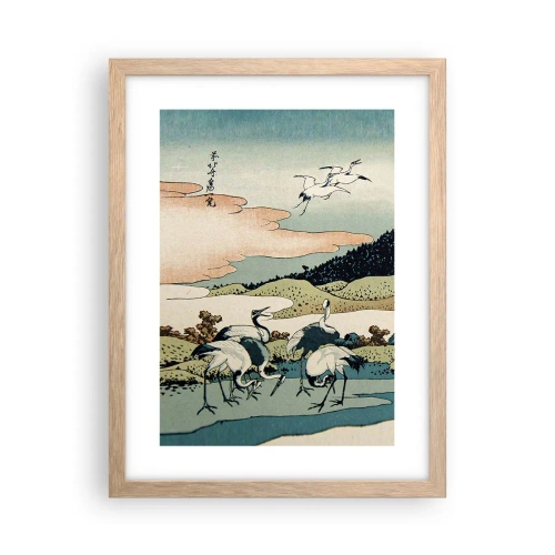 Plakat i ramme af lyst egetræ - I japansk ånd - 30x40 cm