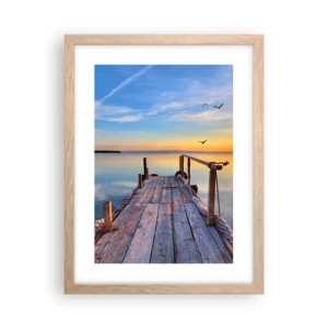 Plakat i ramme af lyst egetræ - Går fremad mod solen - 30x40 cm