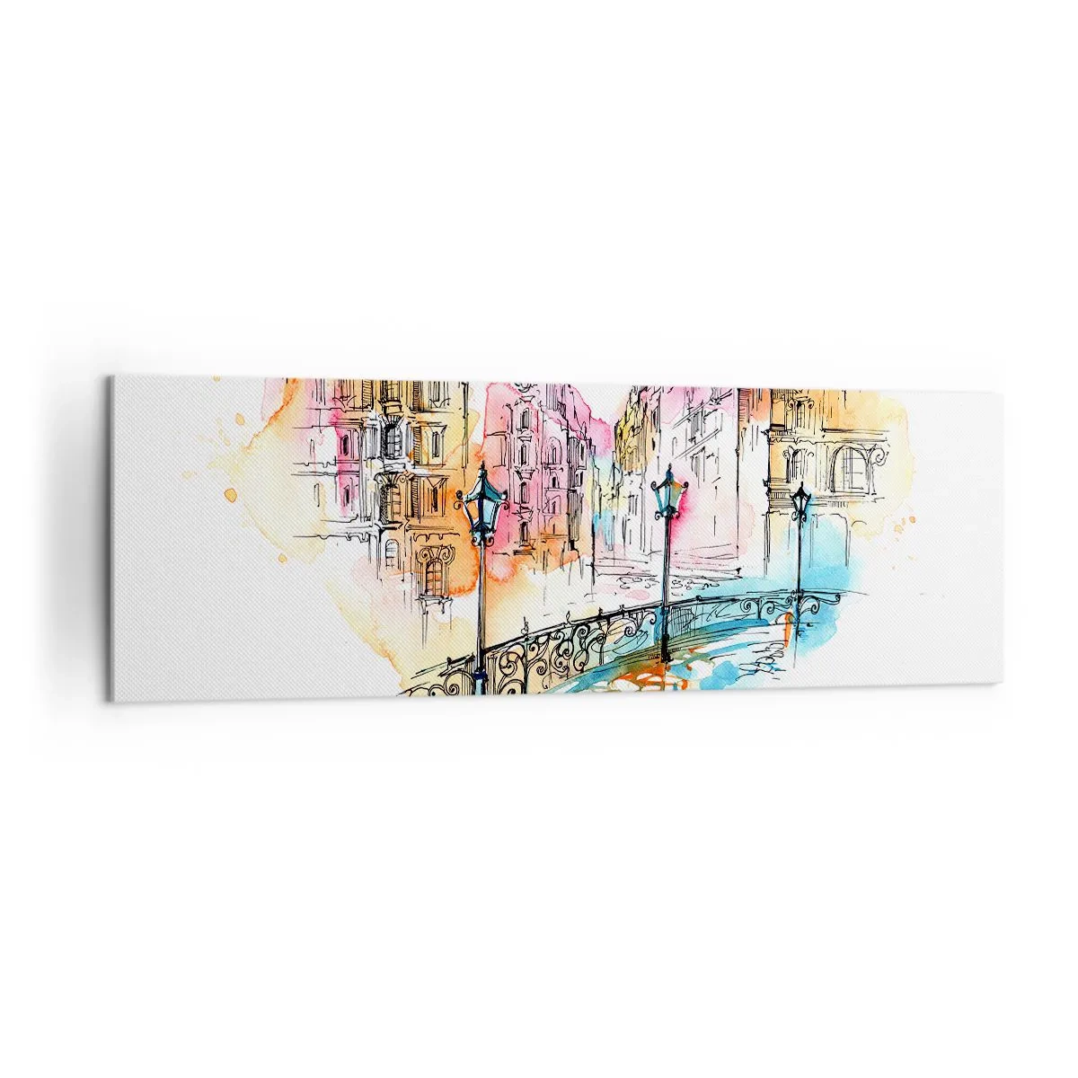 Lærredstryk - Billede på lærred - Byens hjerte - 160x50 cm