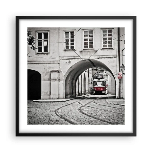 Plakat i sort ramme - Gennem byens labyrint - 50x50 cm