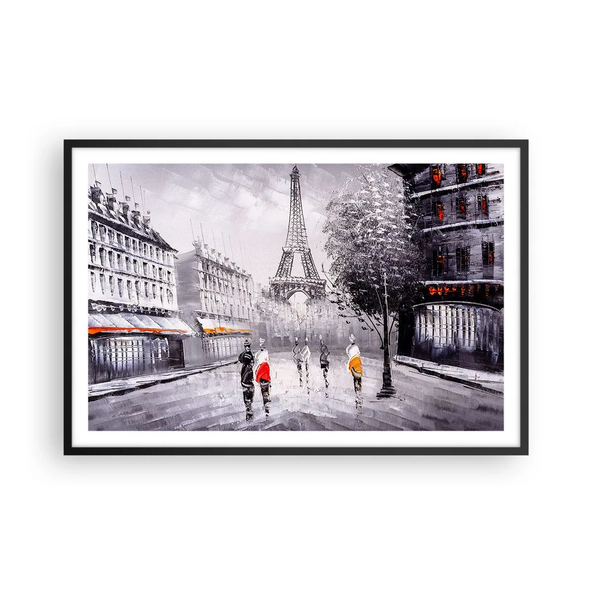 Plakat i sort ramme - En parisisk spadseretur - 91x61 cm