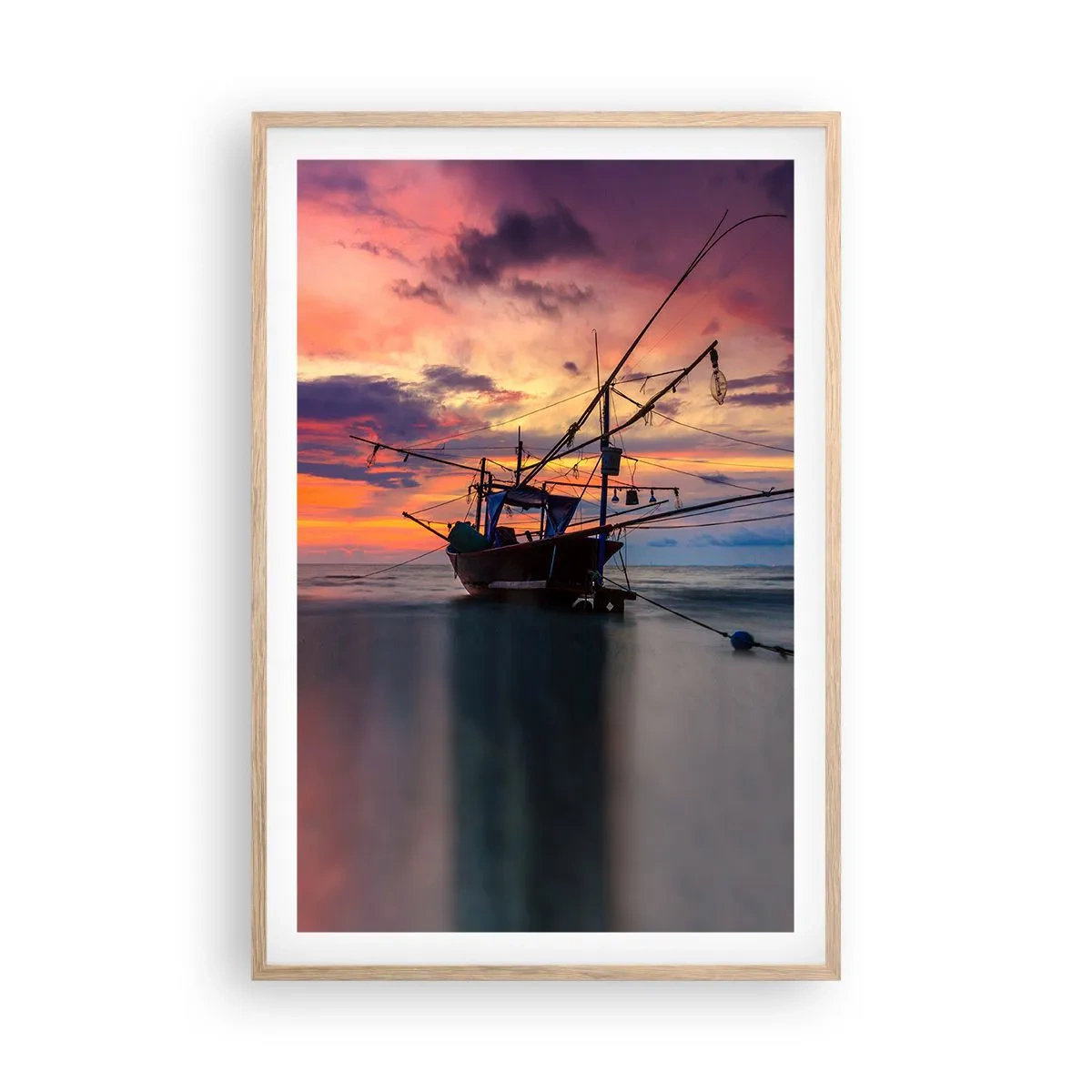 Plakat i ramme af lyst egetræ - En eksotisk aften - 61x91 cm