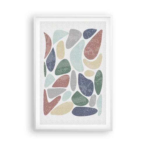 Plakat i hvid ramme - Mosaik af pulveriserede farver - 61x91 cm