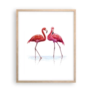 Plakat i ramme af lyst egetræ - Lyserødt randez-vous - 40x50 cm