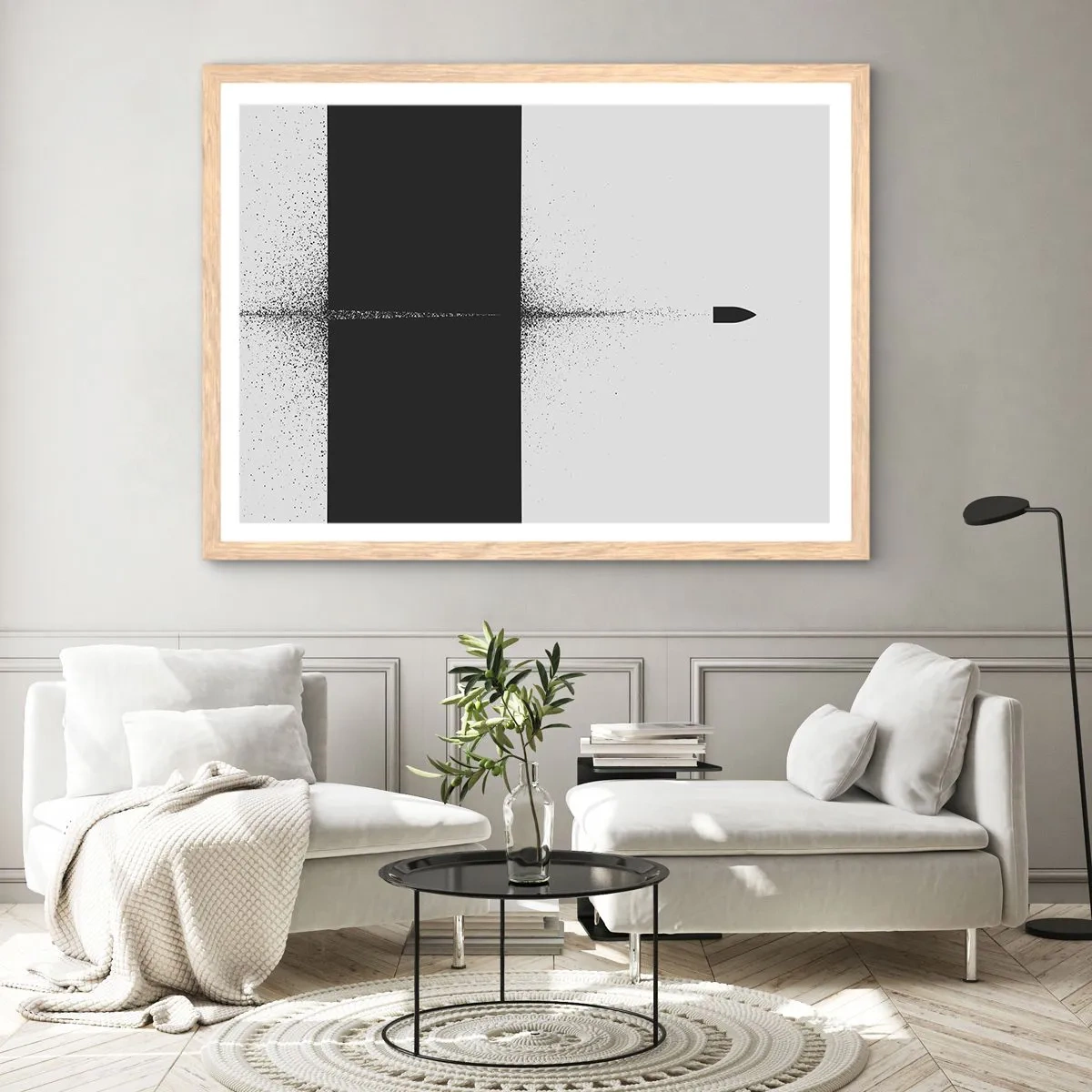 Plakat i ramme af lyst egetræ - Lige til sagen - 70x50 cm