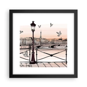 Plakat i sort ramme - Over Paris' hustage - 30x30 cm