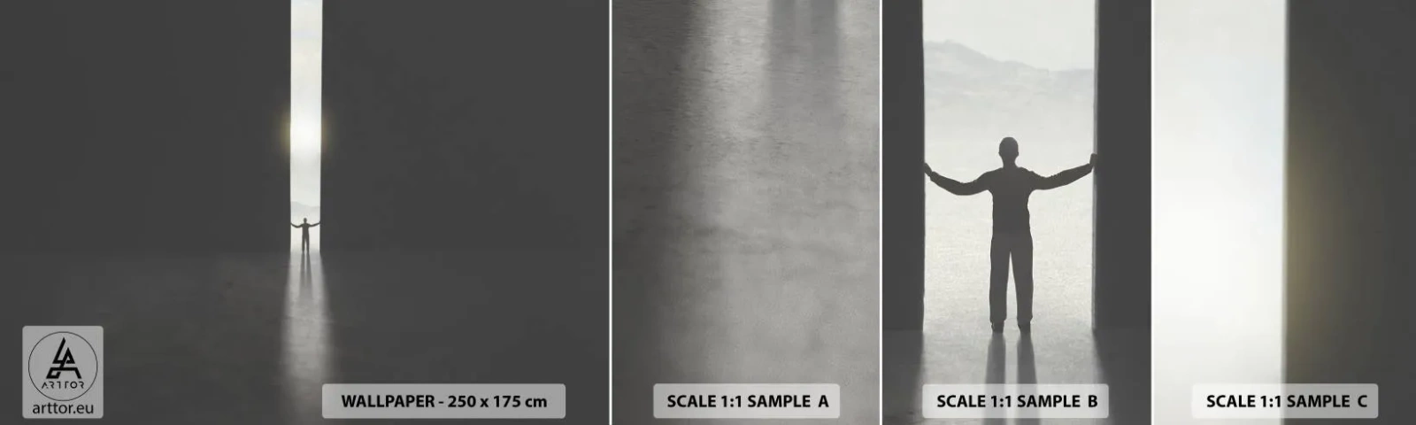 Fototapet Prøve Standard Eco - Et skridt mod en lys fremtid - Abstraktion, Mand, Stykke - 100x30 cm