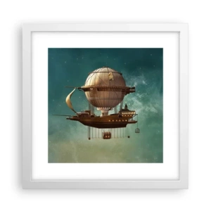 Plakat i hvid ramme - Jules Verne hilser - 30x30 cm