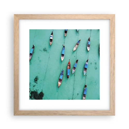 Plakat i ramme af lyst egetræ - I glædelig forventning - 30x30 cm