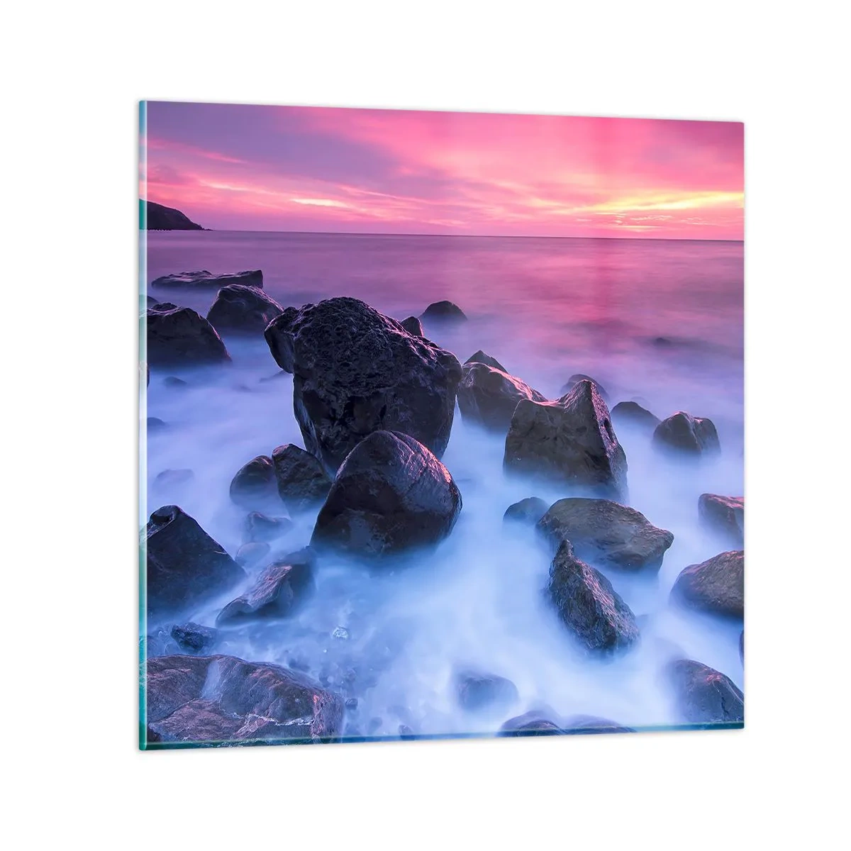 Billede på glas - Fødsel i glimmer og tåge - 50x50 cm