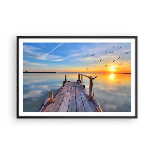 Plakat i sort ramme - Går fremad mod solen - 91x61 cm