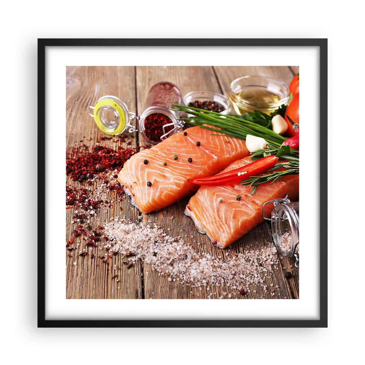 Plakat i sort ramme - Norske køkken eventyr - 50x50 cm