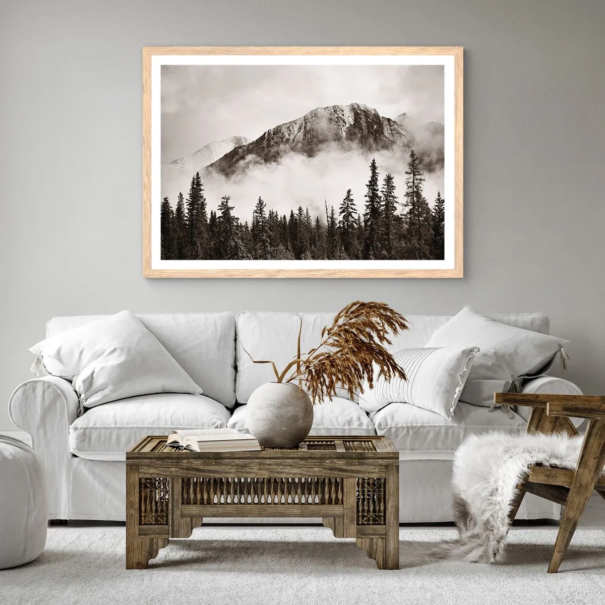 Plakat i ramme af lyst egetræ - Granit hersker - 91x61 cm