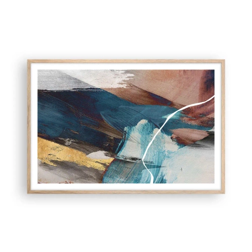 Plakat i ramme af lyst egetræ - Med flair og energi - 91x61 cm