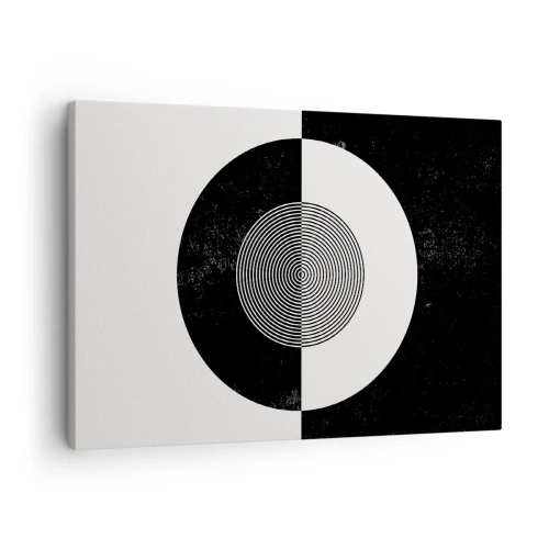 Lærredstryk - Billede på lærred - Grafisk mønster i kontrasterende sort og hvid - 70x50cm - Harmoni i sort og hvidt - Moderne vægdekoration til stue og soveværelse ARTTOR