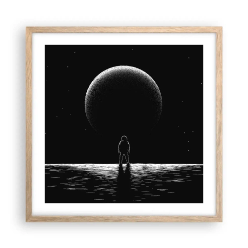 Plakat i ramme af lyst egetræ - Ansigt til ansigt - 50x50 cm