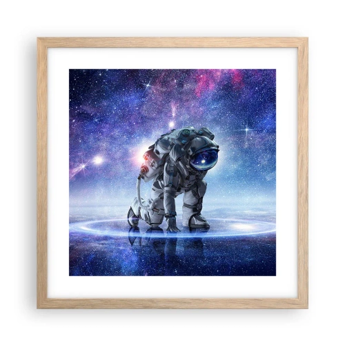 Plakat i ramme af lyst egetræ - Den stjerneklare himmel over mig - 40x40 cm