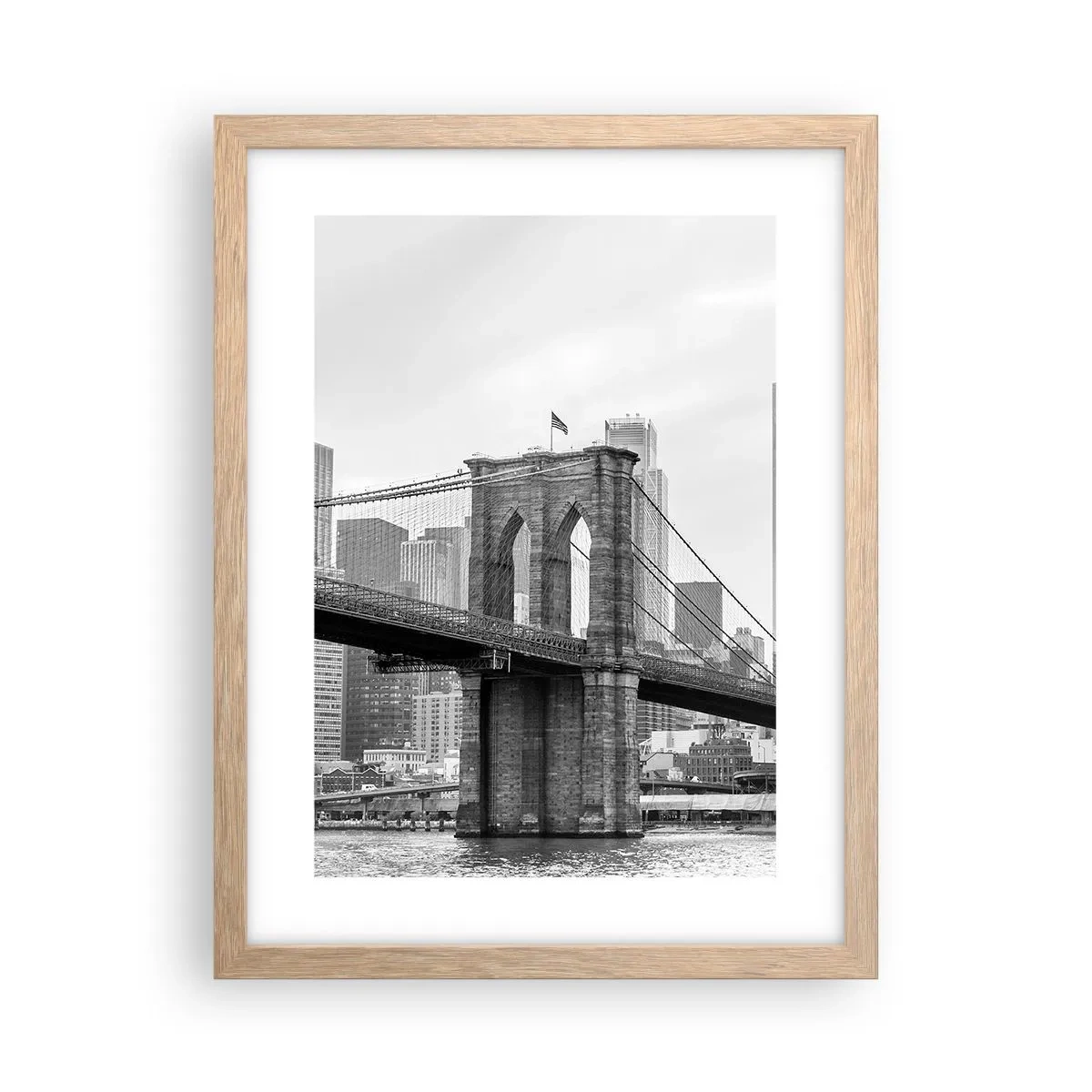 Plakat i ramme af lyst egetræ - New York stemning - 30x40 cm