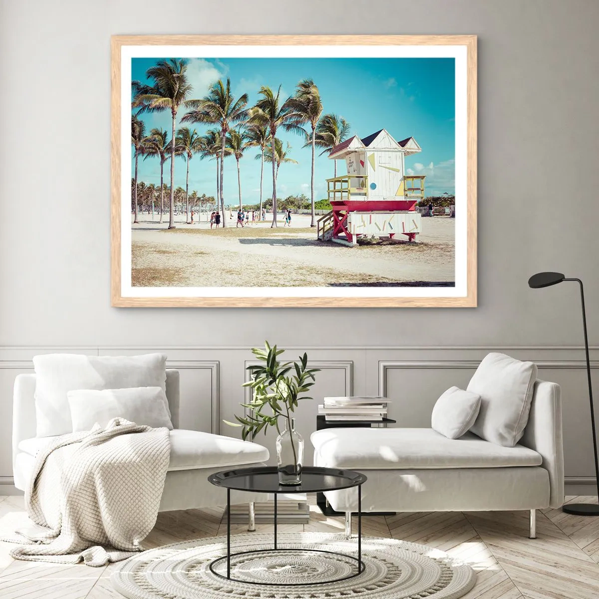 Plakat i ramme af lyst egetræ - En smuk dag foran dig - 50x40 cm