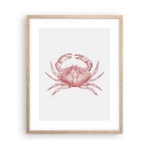 Plakat i ramme af lyst egetræ - Krabbe over krabber - 40x50 cm