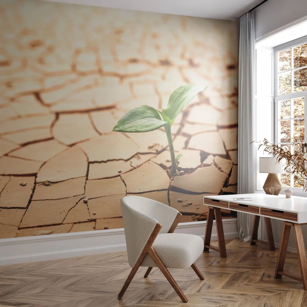 Fototapet Selvklæbende Deluxe Sticker - Den ukuelige livskraft - Natur, Plante, Tørke - 250x175 cm