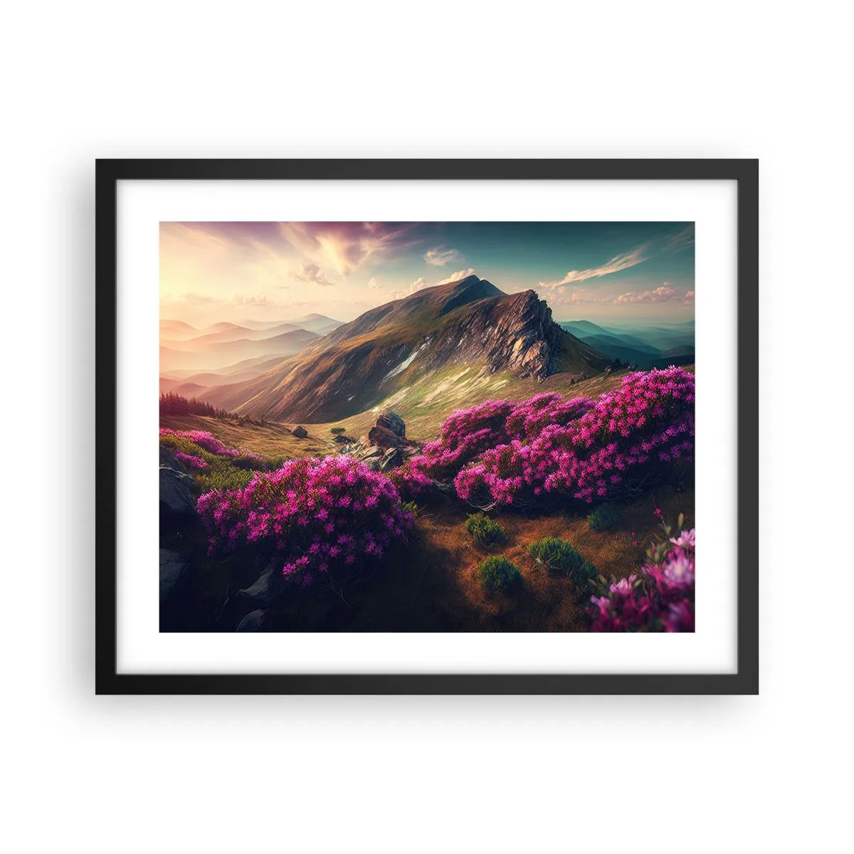 Plakat i sort ramme - Sommer i bjergene - 50x40 cm