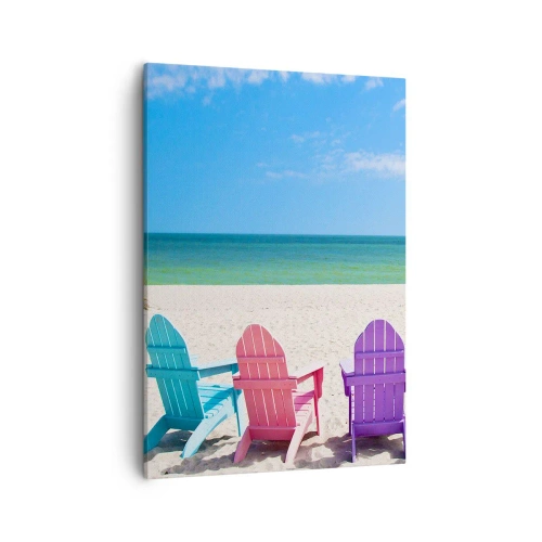 Lærredstryk - Billede på lærred - Regnbue strand - 50x70 cm